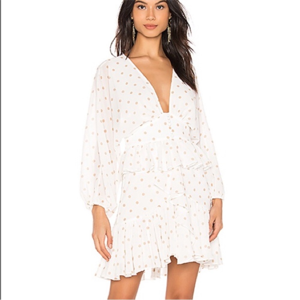 Shona Joy Sophia Plunged Ruffle Mini Polka Dot Dress 8